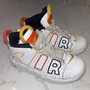 Nike Air More Uptempo Rayguns Kids SneakersSZ 10C White Orange Yellow DD9287-100